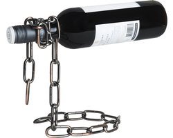 QUVIO Wijnrek / Wijnrek metaal / Wijnrek staand / Wijnrekken / Woonaccessoire - 1 Fles - Ketting design