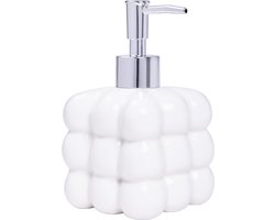 QUVIO Zeepdispenser vrijstaand – Zeeppompje keramiek – Zeeppompje – Zeep – Handzeep – Zeeppompje wit (gebroken wit – Beige) – Zeeppomp – Zeepdispensers – Keramische zeepdispenser – zeep dispenser bolletjes