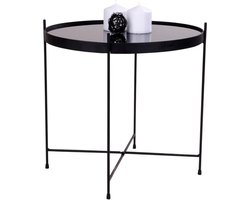 QUVIO Zwarte ronde salontafel Emma - Staal - Glas - Rond - Ø48 - Zwart