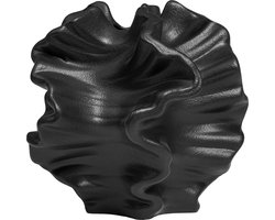 QUVIO Zwarte vaas - Design Vazen - Vaas keramiek - Zwarte vaas - Vaas voor droogbloemen - Decoratief object - Design woonaccessoires - Minimalistische decoratie - Keramiek - Coral - Zwart