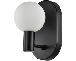 QUVIO Zwarte wandlamp - Wandlamp - Wandlampen - Wandlamp zwart - Wandlamp rond - Zwarte wandlamp - Wandlamp bol - Ronde wandlamp - Metaal - Zwart