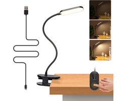 Quvo® Bureaulamp - Bureaulamp LED - Bureaulamp Met Klem - Dimmable LED Desk Lamp - Desk Lamps - Zwart - 13cm x 6cm x 46cm