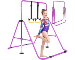 Quvo® Duikelrek - Rekstok - Turnrek - Verstelbare Hoogte - Opvoubaar - Paars - 149cm x 108cm x 149cm