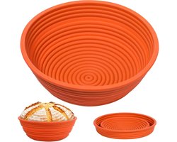 Quvo® Rijsmandje Broodbakken - Rijsmandje Brood - Rijsmand Rond - Banneton - Deegkleed Linnen Rijsmand Ovaal - Zuurdesem Starter Set - Deegmand Met Deegschraper, 5 Lamme Messen En Deeggarde - ‎Natuurlijke Rotan Kleur - 23cm - 23cm - 10cm