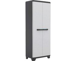 Quvo® Tuinkast Kunststof - Tuinkast - Tuinkist- Lichtgrijs/Zwart- 68cm x 39cm x 173cm; 10.88 kg