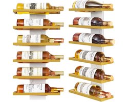 Quvo® Wijnrek Muur - Wijnrek - Wijnrekken - Glad goud - ‎28cm x 10cm x 60cm