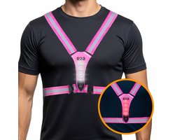 R2B Hardloopvest met Verlichting Voor- en Achterkant - USB-C Oplaadbaar - Wandel & Hardloop Verlichting - Reflecterend Running Vest - Loopvest Dames & Heren - Roze