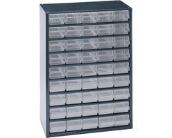 Raaco Ladekast met 45 lades - Metalen Assortimentskast - Opbergsysteem voor o.a. schroeven en bouten - Kan aan de muur bevestigd worden - 306x150x417 mm