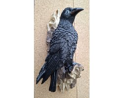 Raaf op stam beeld - muurdecoratie - Gedetailleerd - Losse beelden - Polyresin - Polystone - Wonen - Decoratie - Woondecoratie - Merchandise - Mancave