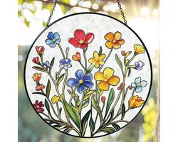Raam Hanger - Glas in Lood Raamdecoratie - Hangende Zonlichtvanger - Gekleurde Bloemen Suncatcher - Zonnevanger - Woondecoratie - Raamdecoratie - Wanddecoratie - Op Ramen, Deuren of Muren