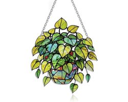 Raam, Suncatcher Plantendecoratie van Glas met Bladmotief, Hangende Raamdecoratie voor Woonkamer, Tuin, Balkon en Natuurliefhebbers