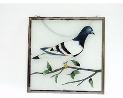 Raamdecoratie glas postduif - Raamdecoraties van glas, Wand- en Raamdecoratie