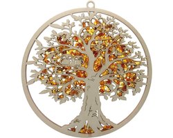 Raamdecoratie Zonnevanger - Amber Suncatcher - Raam Decoratie - Gelaserd en Gevuld - Ø 20cm - Amber
