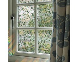 Raamfolie - Regenboog raamprivacyfolie - Groene wijnbladeren Dubbelzijdige statische raamstickers voor thuis, kantoor, woonkamer, badkamer, 17,7" x 43,3"