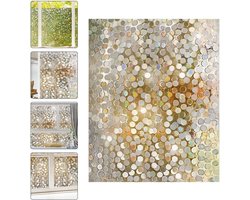 Raamfolie statisch- Multicolor Cirkels Patroon -Glas-in-lood raamfoli- Zelfklevend & Statisch Hechtend-Decoratieve Folie voor Ramen-goede privacy -voor thuis keuken , woonkamer , badkamer-120x200cm-Waterdicht en Herbruikbaar-Decoratief voor Kamer