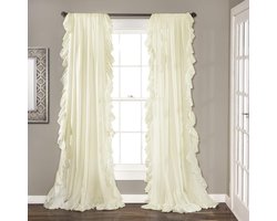 Raamgordijn met ruches - Decoratieve draperie - Woonkamer verfraaien - Romantische ruches rand - 137 x 274 cm - Ivoor