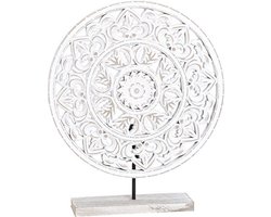 Raamornament - hout - wit - rond - 35cm