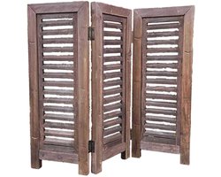 Raamscherm hout 52 cm - landelijke shutter als raam scherm bruin | Inspiring Minds