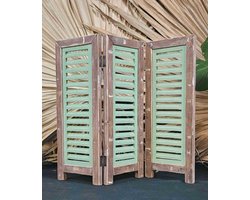 Raamscherm hout 52 cm - landelijke shutter als raam scherm Groen bruin | Inspiring Minds