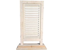 Raamscherm hout 71 cm – Houten shutter single oud wit | Raamluik vensterbank Ibiza White bohemien