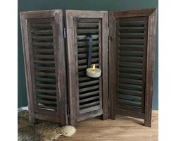 Raamscherm – Raamshutter - 3 Luik - Hout - 52cm - Bruin