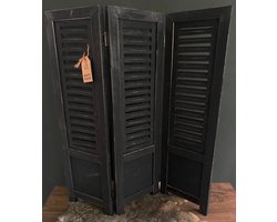 Raamshutter – Kamerscherm - 3 Luik - Hout - 70cm - Zwart