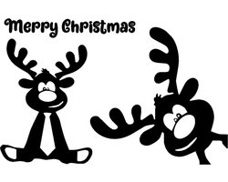 raamsticker, sticker, Rudolph the red nosed reindeer, rendier kerstfeest, kerst, feestdagen Wit