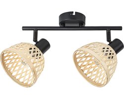 Rabalux - Wandlamp | Rotan lamp ind.spot.E14 2xMAX15W - Zwart