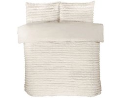 Rabbit Faux Fur fleece dekbedovertrek - Crème - eenpersoons - 135 x 200 cm + 50 x 75 cm