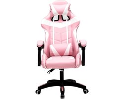 Racen in stijl: roze witte gaming bureaustoel voor tieners