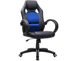Racing stoel bureaustoel gaming stoel directiestoel draaistoel PU, zwart-blauw