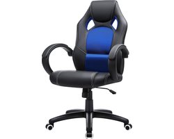 Racing stoel bureaustoel gaming stoel directiestoel draaistoel PU zwart-blauw OBG56L - ergonomisch ontwerp - verstelbare armleuningen Gaming chair