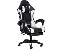 RACINGX - Game stoel Met Voetsteun- Ergonomisch - Bureaustoel - Verstelbaar - Racing - Gaming Chair - Zwart/Wit