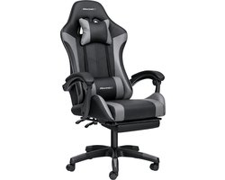RACINGX- Game Stoel Met Voetsteun - Gaming Stoel - Ergonomische Bureaustoel - Gamestoel - Verstelbaar - Gaming Chair - Zwart / Grijs