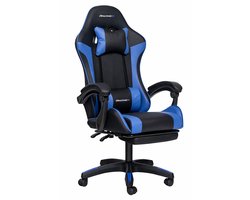 RACINGX - Game Stoel Met Voetsteun- Gaming Stoel - Ergonomische Bureaustoel - Gamestoel - Verstelbaar - Gaming Chair - Zwart/Blauw