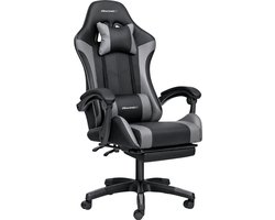RACINGX - Gamestoel Met Voetsteun - Gaming stoel - Game stoel - Gaming Chair - Verstelbaar - - Max Gewicht 150 kg - Zwart/Grijs