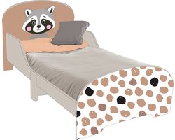 Racoon Kinderbed - Houten Peuterbed - Formaat 60x77x143 CM - Geschikt voor Matras 70x140 CM - Makkelijke montage - Kinderkamer - Matras niet inbegrepen