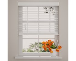 Radeco® Bamboe Houten Jaloezie - Easy Natural - 50 mm - White - 190 x 175 cm - Maten van 50 t/m 250 cm breed