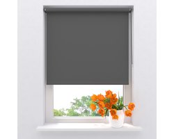 Radeco® Rolgordijn Verduisterend - Mini - Donker Grijs - 60 x 150 cm - Full Color - Rolgordijn zonder boren
