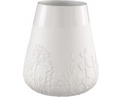 Räder design vaas met reliëf motief bloemen wit