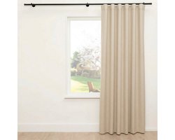 Radero - Kant en Klaar Gordijn met Haakjes - Mona - Verduisterend - 150x295cm - Zand - Slaapkamer - Babykamer - Linnenlook - Voorgeplooid - Plooiband - Gerecycled Polyester - PFAS-vrij