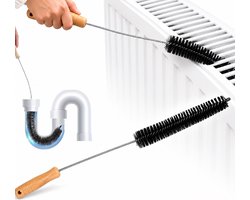 Radiatorborstel 73 cm – Flexibele Radiator Reinigingsborstel – Lange Stofborstel met Houten Handvat – Nylon Borstel voor Radiatoren, Kieren & Smalle Ruimtes – Zonder Stroom