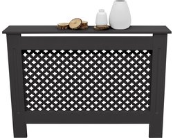 Radiatorpaneel 112x19x82 cm ruit zwart gemaakt van MDF