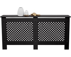 Radiatorpaneel 152x19x82 cm ruit zwart gemaakt van MDF