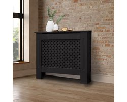 Radiatorpaneel 78x19x82 cm ruit zwart gemaakt van MDF