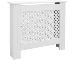 Radiatorpaneel met ruit 78x19x82 cm wit gemaakt van MDF