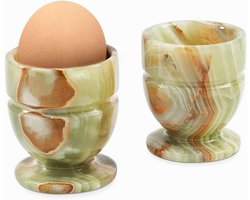 RADICALn Marmeren eierdopjes, groene set van 2 handgemaakte eiercontainers voor keukentafel - eierhouder voor gekookte eieren - hardgekookte eieropslag keukengadgets