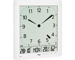 Radiografische klok met analoge LCD-weergave en binnenklimaatmonitoring - 21 x 3 x 24 cm