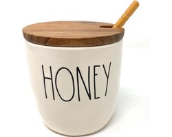 Rae Dunn - honey pot - honey - honingpot - opslag keuken - keuken decoratie - farmhouse - honing pot met lepel