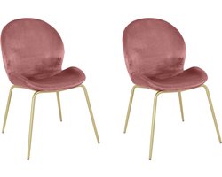 Rafael-Stoel - Roze Fluweel/Messing - Set van 2